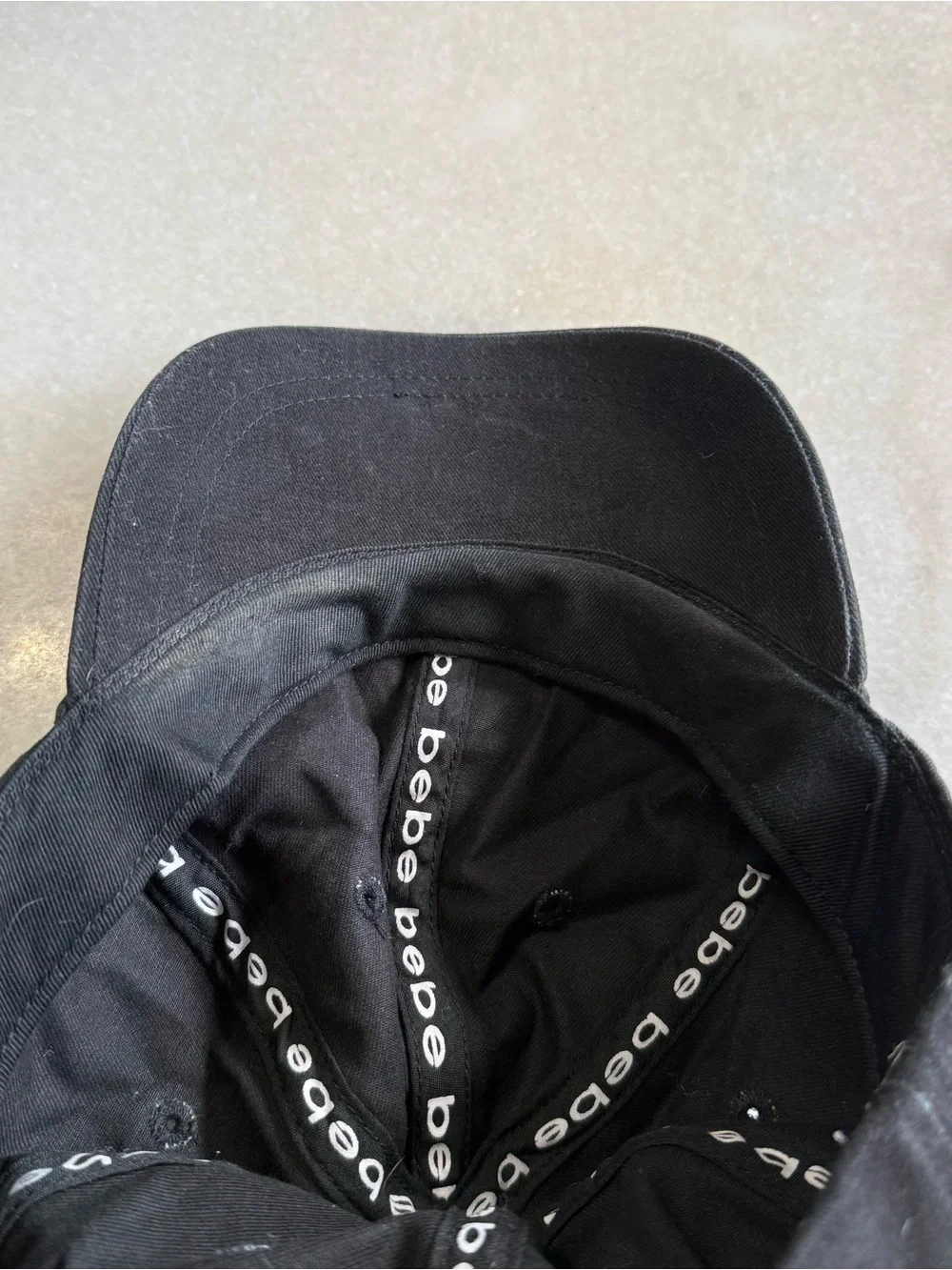 Y2K Bebe black rhinestone bedazzled ball cap